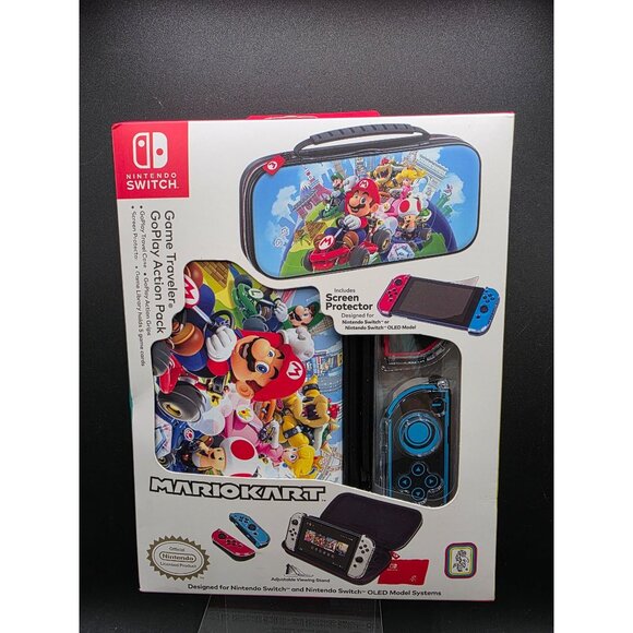 Nintendo Switch Mario Kart Game Traveler & GoPlay Action Pack With Screen Protec - Picture 1 of 8
